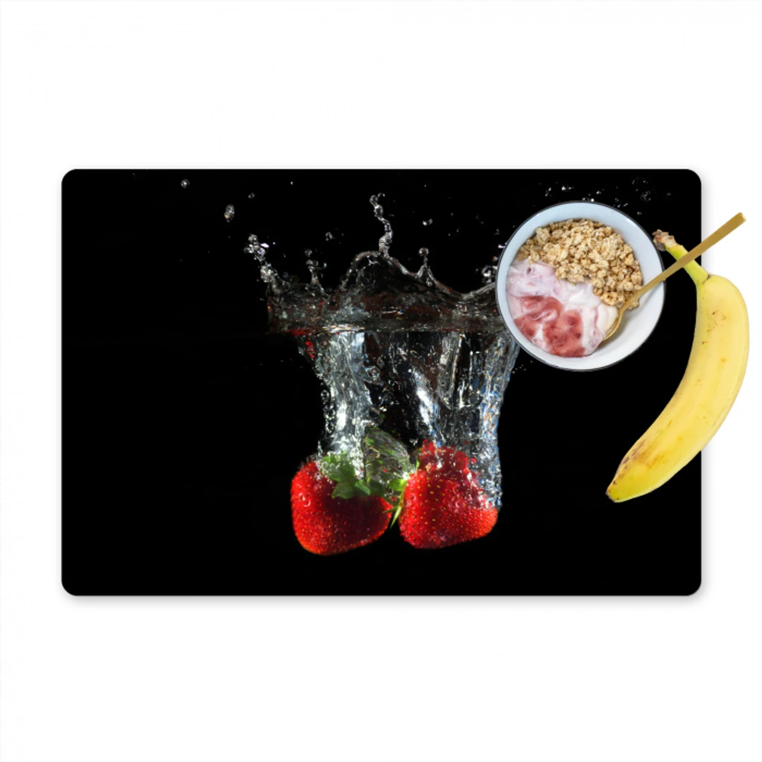 Duikende Aardbeien Placemat vinyl groot -zzzproduct_Kitchenyeah-website
