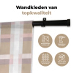 Ruitpatroon - Aardetinten - Minimalistisch Wandkleed katoen klein 269 -sfeer2