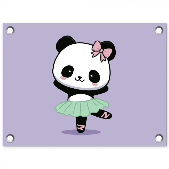 Panda - Paars - Sierlijk - Kawaii tuinposter los doek klein -3d
