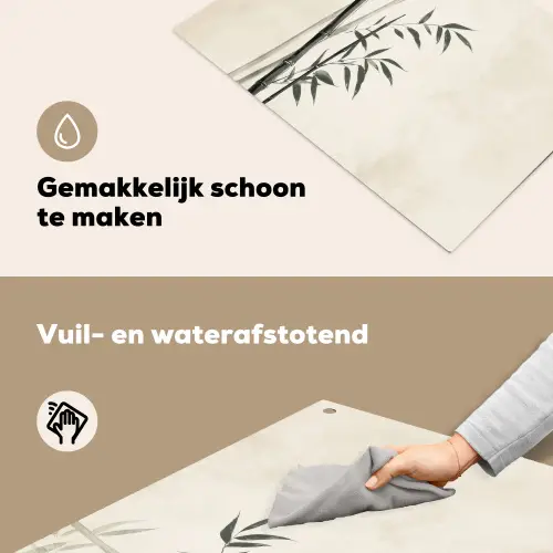 Japandi - Bamboe - Beige Inductie beschemer met haakjes klein -ky-schoon-nl