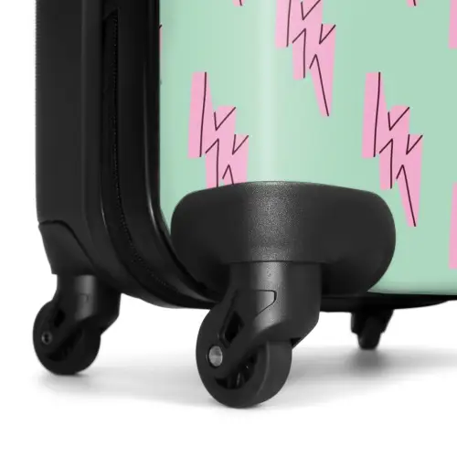 Patronen - Roze bliksem op mintgroen NBS - Handbagage koffer - Kinderen Unisex middel -wiel