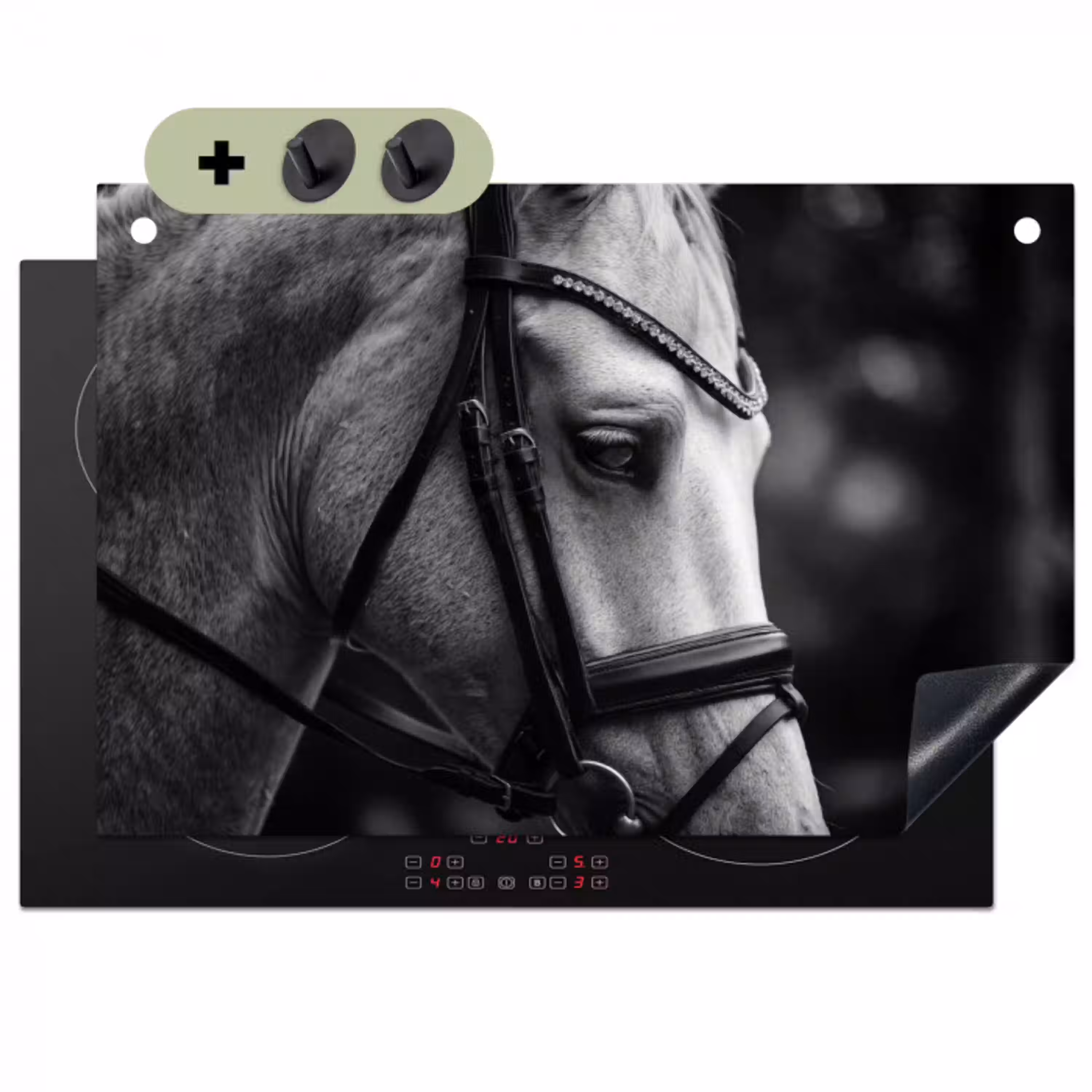 Paard - Schimmel - Portret Inductie beschemer met haakjes klein -3d