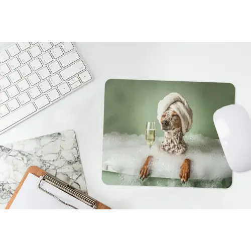 Hond - Bad - Champagne - Handdoek muismat rubber klein -witbureau
