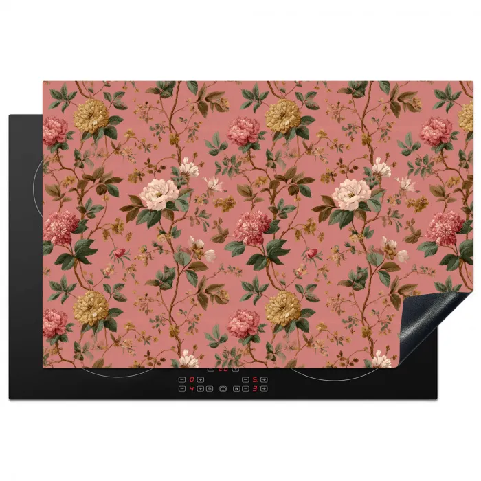 Klassiek - Botanisch - Roze Inductie beschermer vinyl 3mm klein 276 -3d