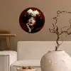 Vrouw - Kersen - Slagroom Wandcirkel behangsticker klein -sfeer1