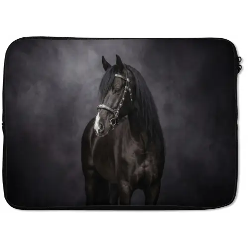 Portret - Paard - Zwart laptophoes neopreen klein -zkaufland3dotto