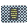 Patroon - Geblok - Blauw - Slow down you're doing fine Badmat klein -3d