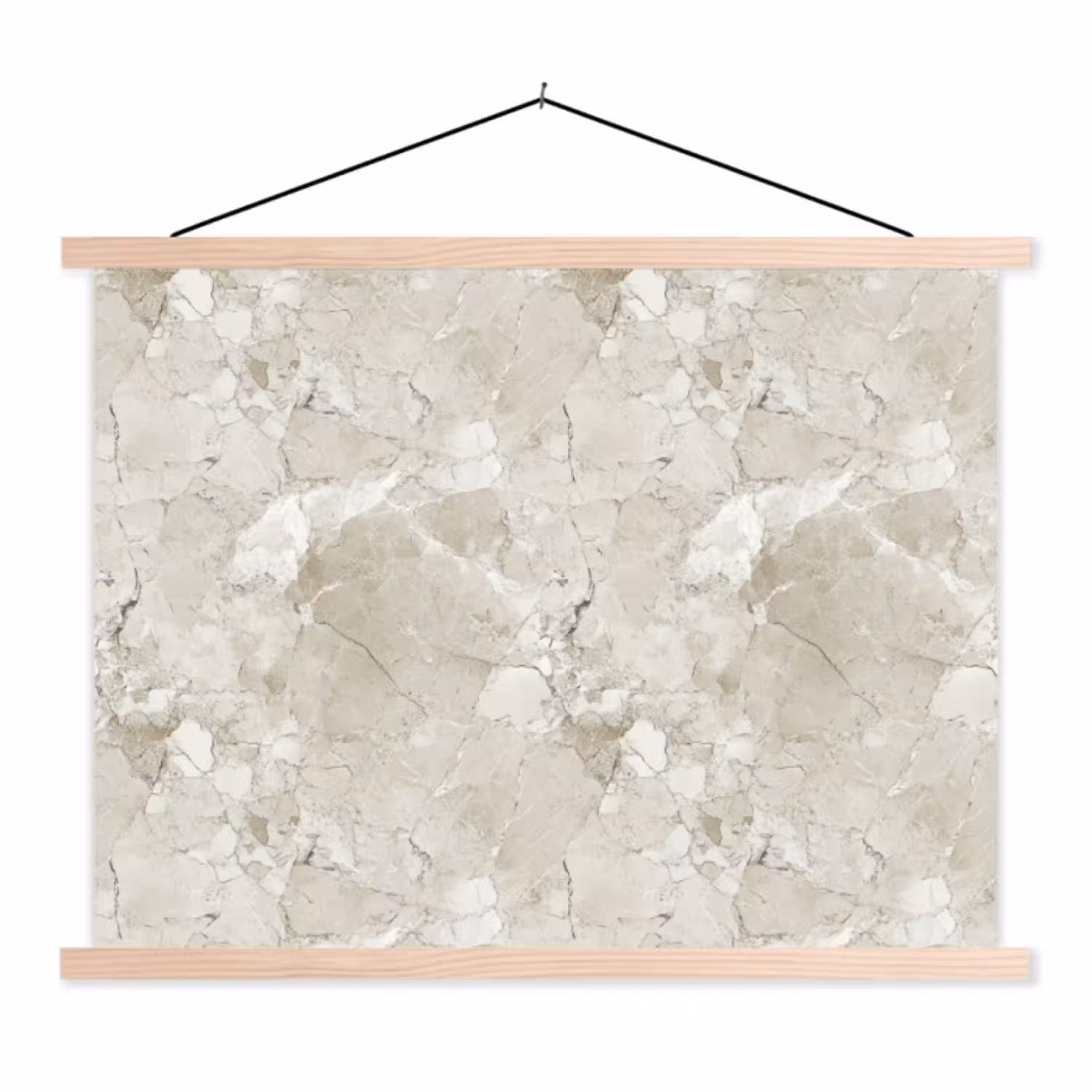 Marmer - Grijs - Aders textielposter latten blank klein 122 -3d