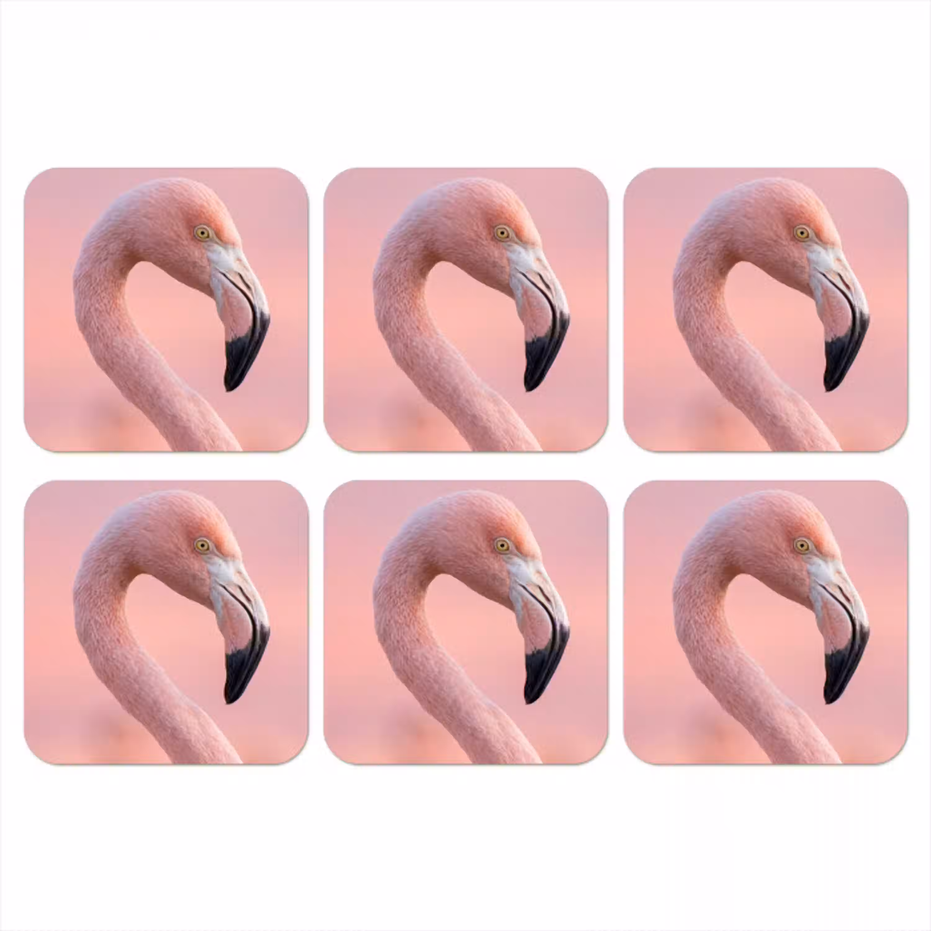 Flamingo - Portret - Roze onderzetter kurk middel -3d