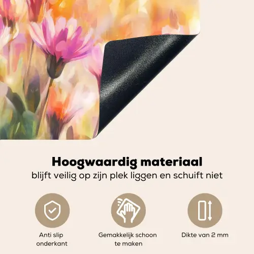 Vlinders - Oranje - Bloemen Inductie beschemer met haakjes klein -ky-onderkant-nl