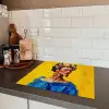 Frida Kahlo - Vrouw - Geel - Blauw - Bloemen Inductie beschermer vinyl 3mm middel -sfeer3