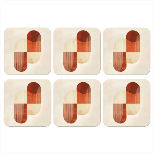 Bogen - Beige - Vormen onderzetter kurk middel -3d