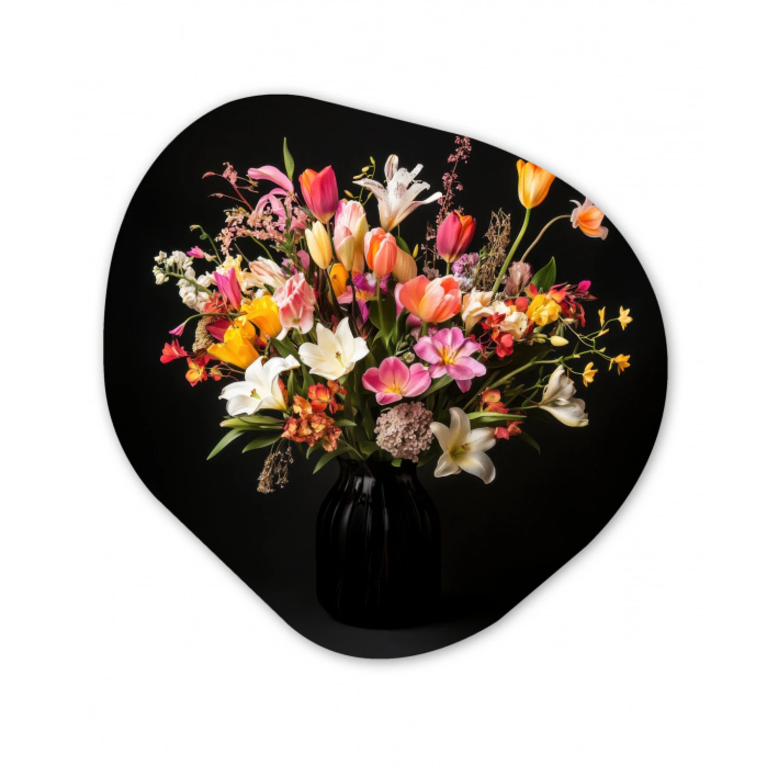 Vaas - Bloemen - Tulpen Wandcirkel Organisch Plexiglas middel -3d