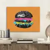 Hamburger - Oranje - Neon - popart PET vilt klein -sfeer1