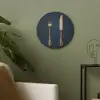 Bestek - Donkerblauw - Goud Akoestische PET Vilt - Rond klein -sfeer2