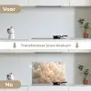 Close up - Pioenroos - Lichtroze keuken achterwand spatscherm klein -voor_na_NL
