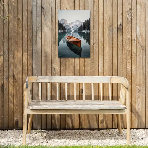 Boot - Bergen - Natuur - Water Tuinposter op houten frame 2 cm dik klein -sfeer4