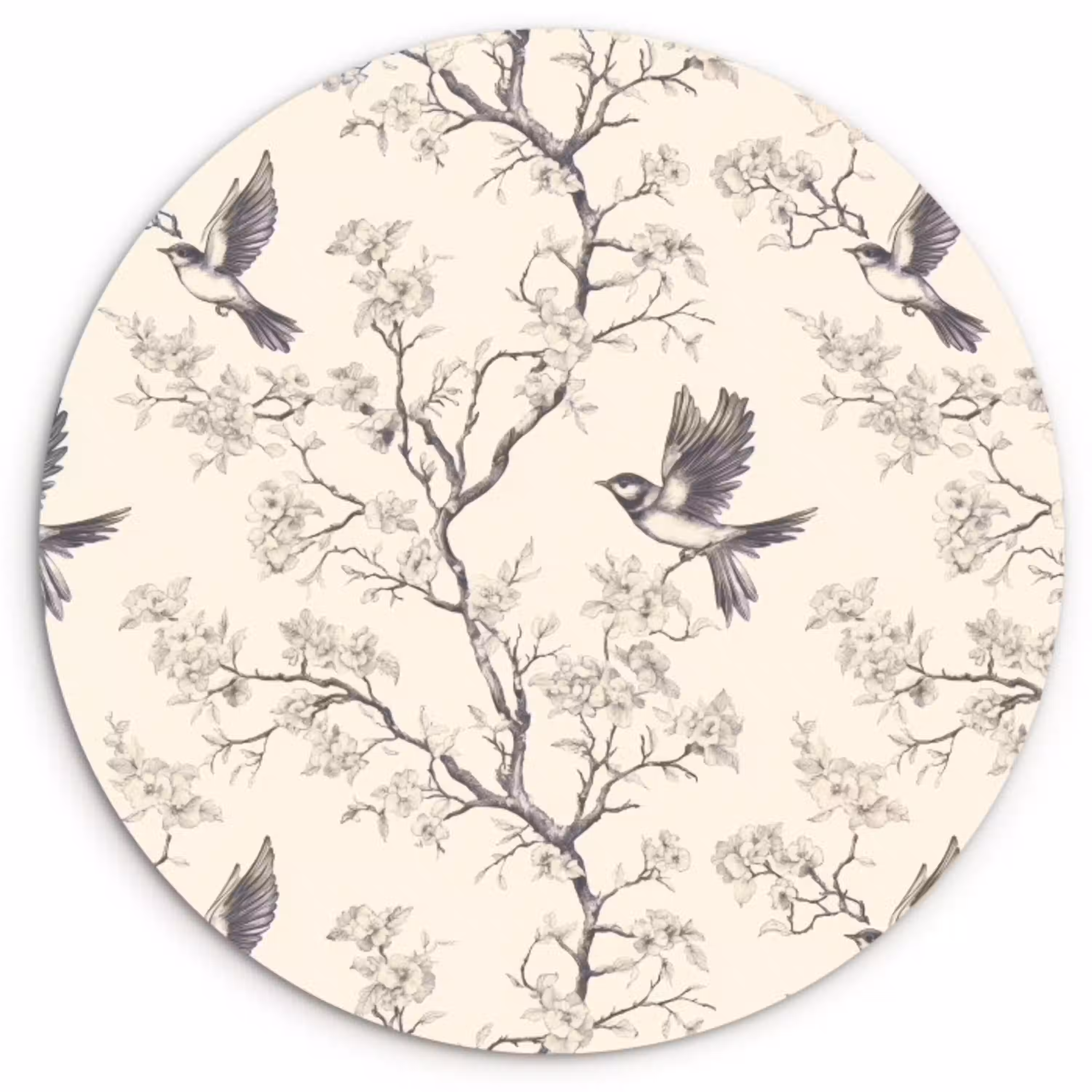 Takken - Vogels - Beige Wandcirkel kunststof plaat 5mm dik klein 188 -3d