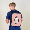 Pinguïn - Stippen - Roze - Minimalistisch Rugzak - Zwart middel -sfeer8