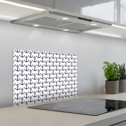 Oceaan - Anker - Blauw - Wit keuken achterwand spatscherm klein 900 -3d_schuin