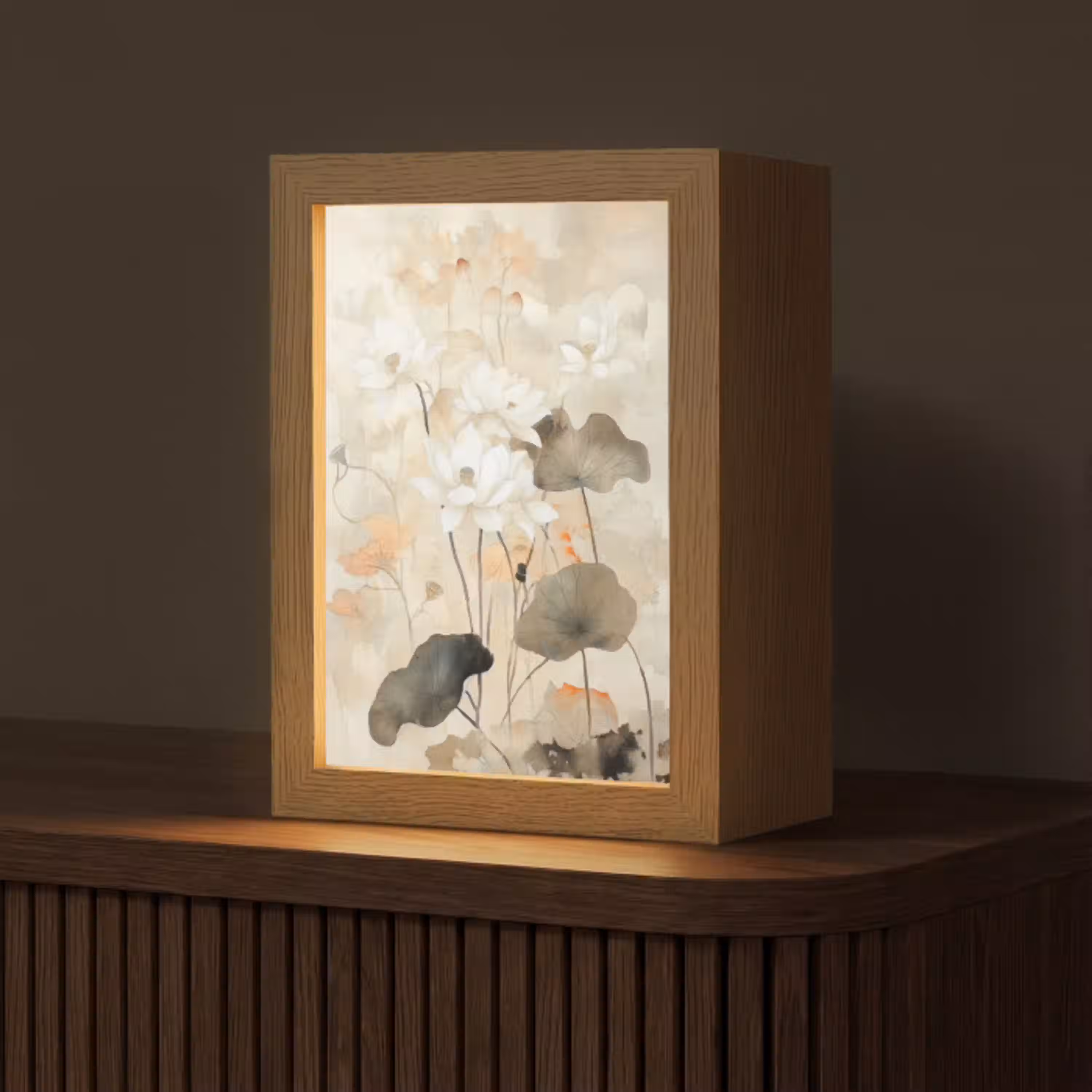 Bloemen - Japandi - Wabi sabi Light Box met kabel (Tafellamp) klein -z3d_website