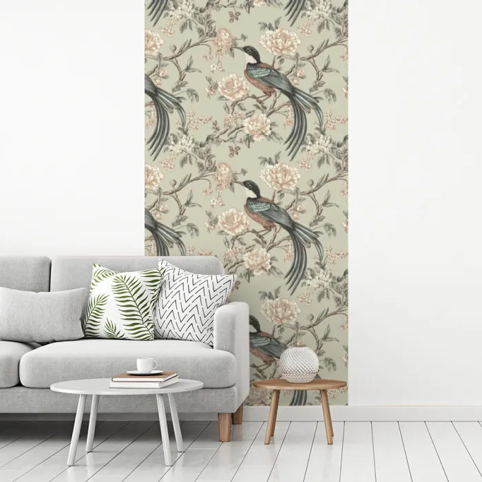 Bloem - Vogel - Kleurrijk fotobehang vinyl groot 64 -woonkamer