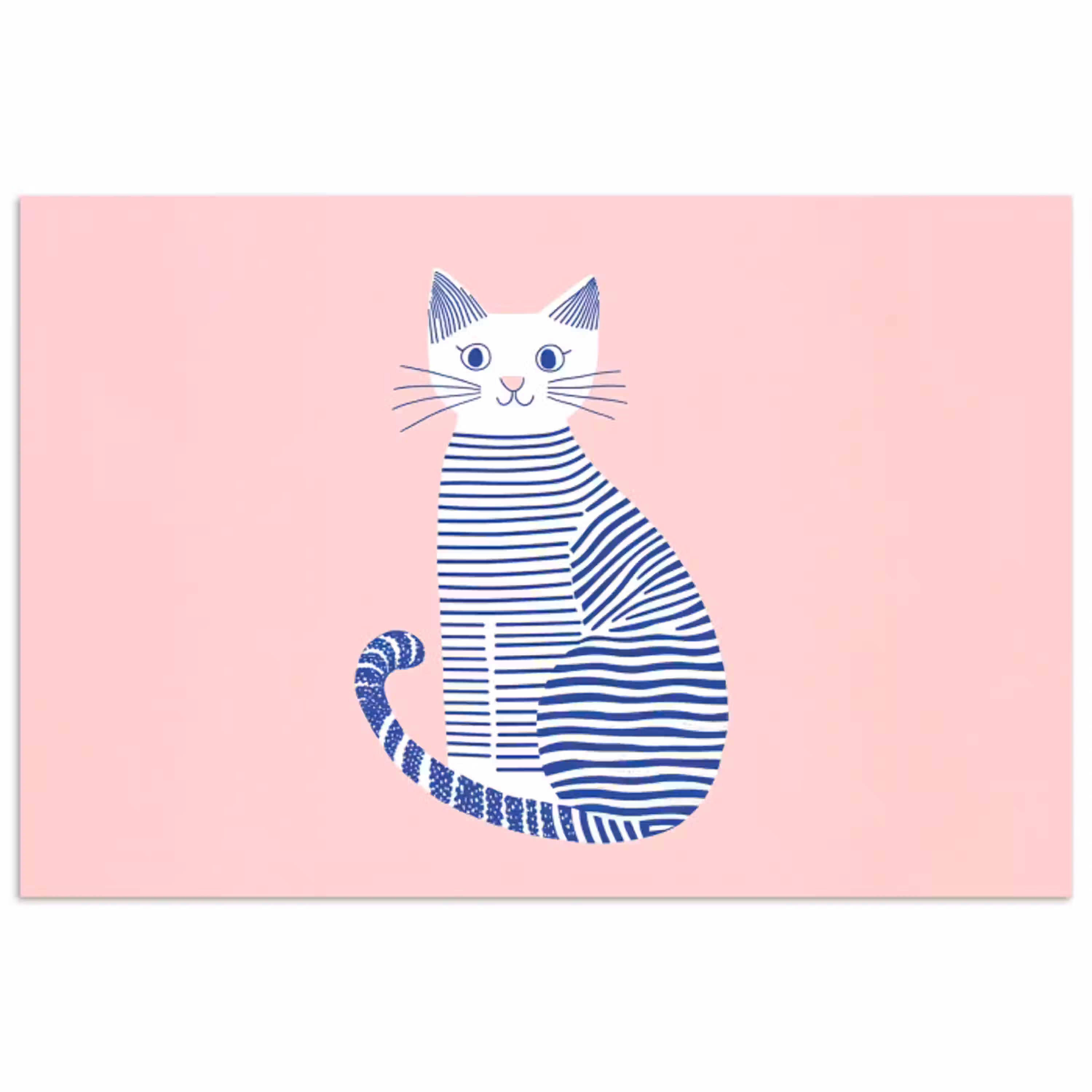 Kat - Illustratie - Minimalistisch - Roze poster papier klein -3d