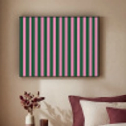 Verticale strepen - Groen - Roze Textielframe zwart klein 947 -sfeer1