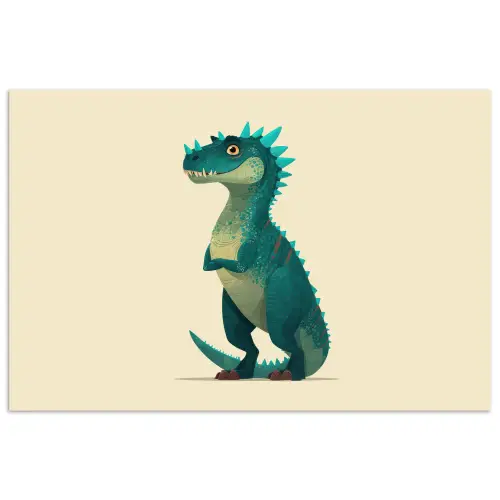 Dinosaurus - Turquoise - Stekels poster papier klein -3d