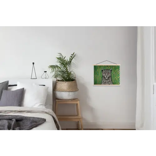Panter - Zebrapatroon - Groen textielposter latten blank klein -woonkamer
