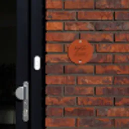 Roestbruin met stippen - Sierlijk Naambord Rond klein -sfeer1-rond-XS