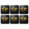 Wereldkaart - Goud - Steen onderzetter kurk middel -3d