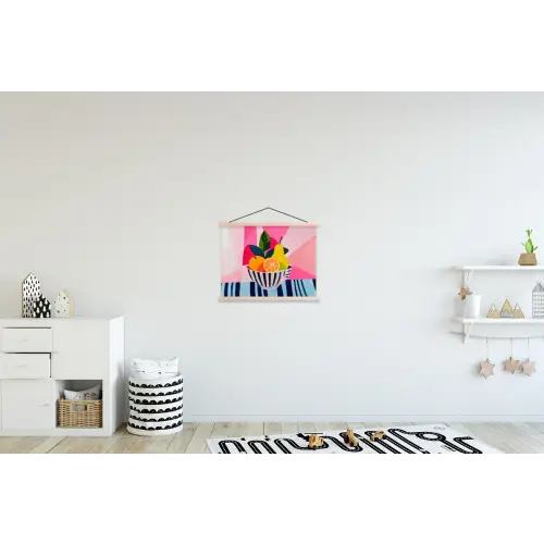 Fruit - Abstracte achtergrond - Roze textielposter latten blank klein -kinderkamer