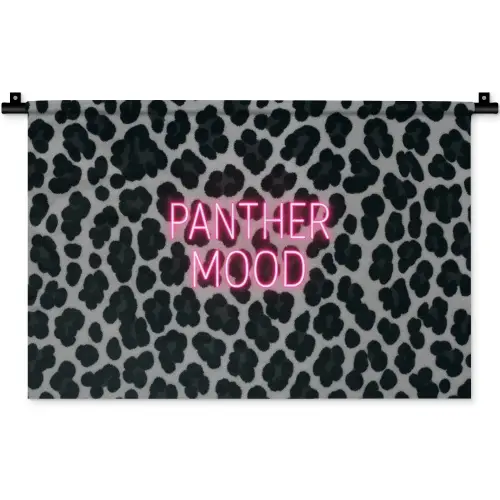 Panterprint - Zwart - Neonletters - Roze Wandkleed katoen klein -zz3d