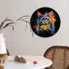 Kat - Graffiti - Kleurrijk - Wafel - Eten Wandcirkel kunststof plaat 5mm dik klein -sfeer4