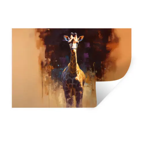 Giraf - Bruin - Abstract - Geschilderd Muursticker klein -3d