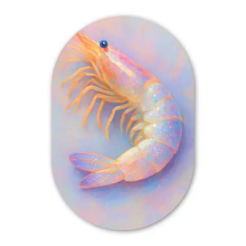 Garnaal - Subtiele structuur - Blauw - Roze Wandcirkel Ovaal Glas middel -3d