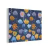 Bloemen - Patroon - Blauw - Contrast PET vilt klein -3d
