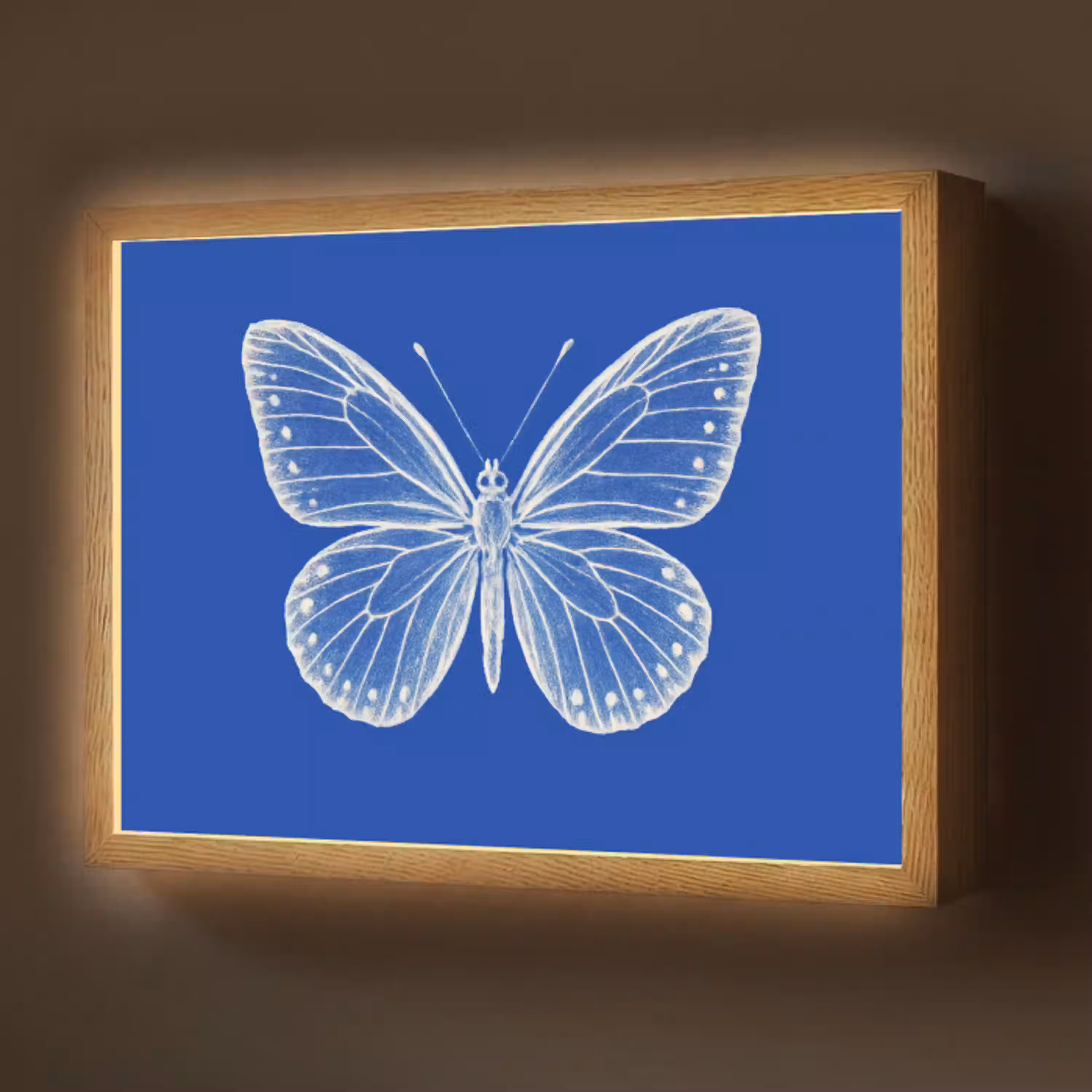 Vlinder - Wit - Getekend - Stippen Light Box met batterij (Wandlamp) middel -z3d_website
