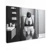 Pinguïn - Telefoon - Toilet - Zwart - Wit canvas 2cm klein -z3d