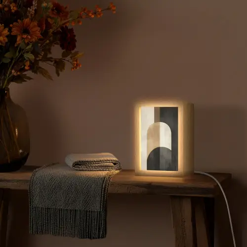 Geometrische - Vormen - Wit Light Box met kabel (Tafellamp) klein -sfeer4