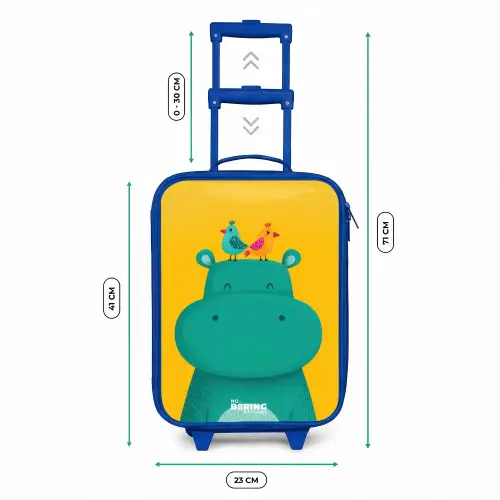 Nijlpaard - Vogels - Geel Kinderkoffer - Blauw klein -productfoto_formaten