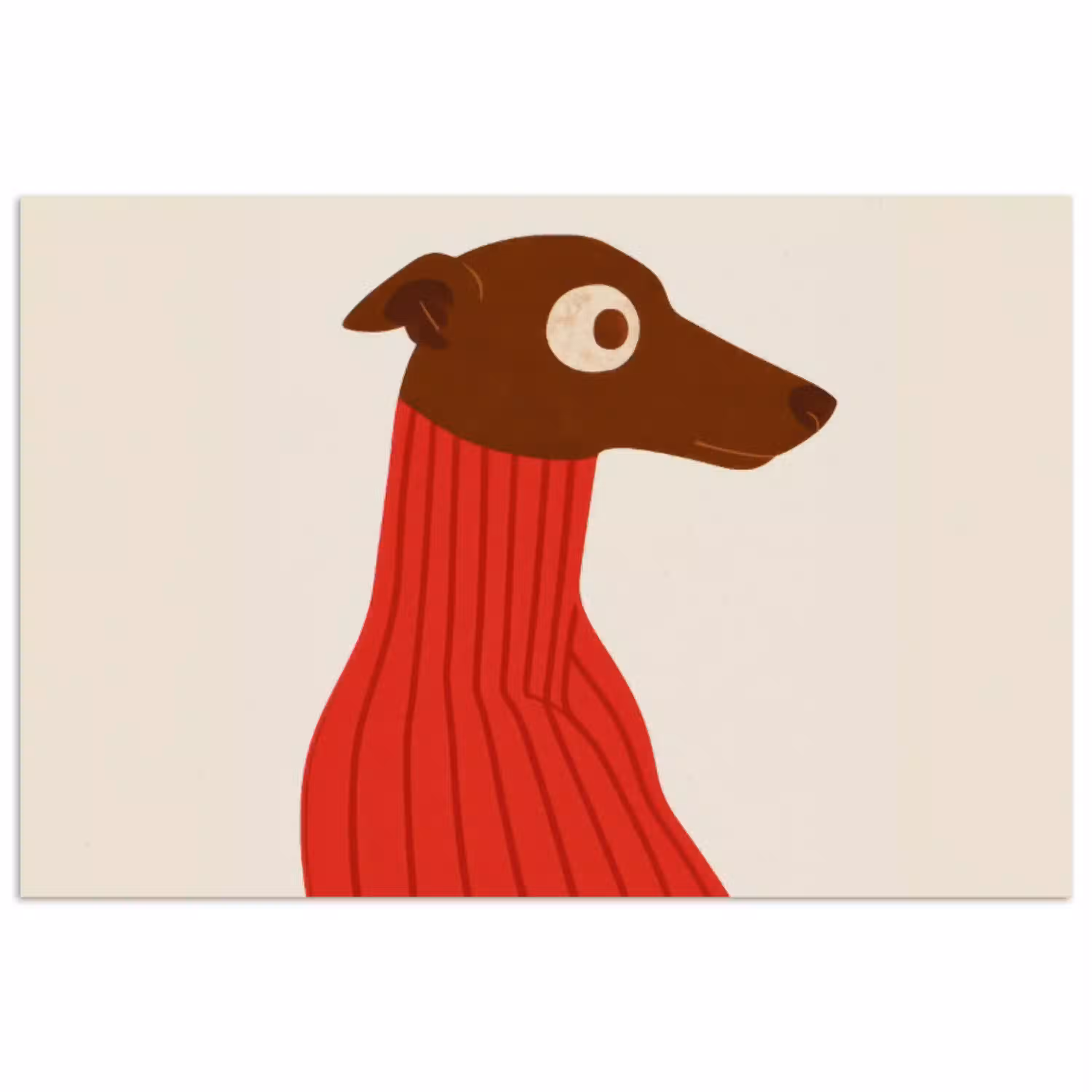 Silhouet - Hond - Trui - Rood poster papier klein -3d