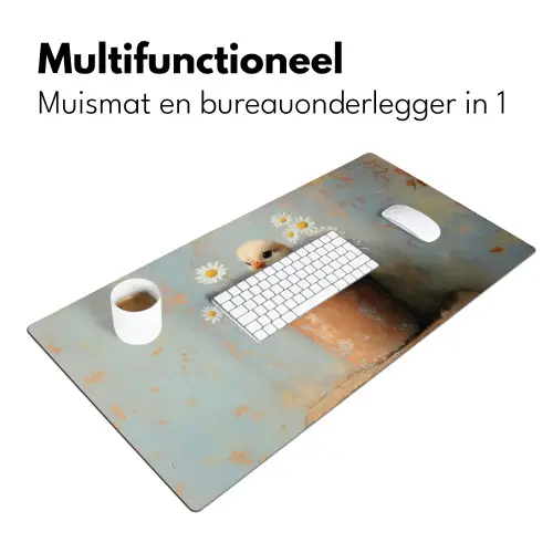 Bloempot - Kuiken - Bloemetjes Muismat XXL klein -sfeer4