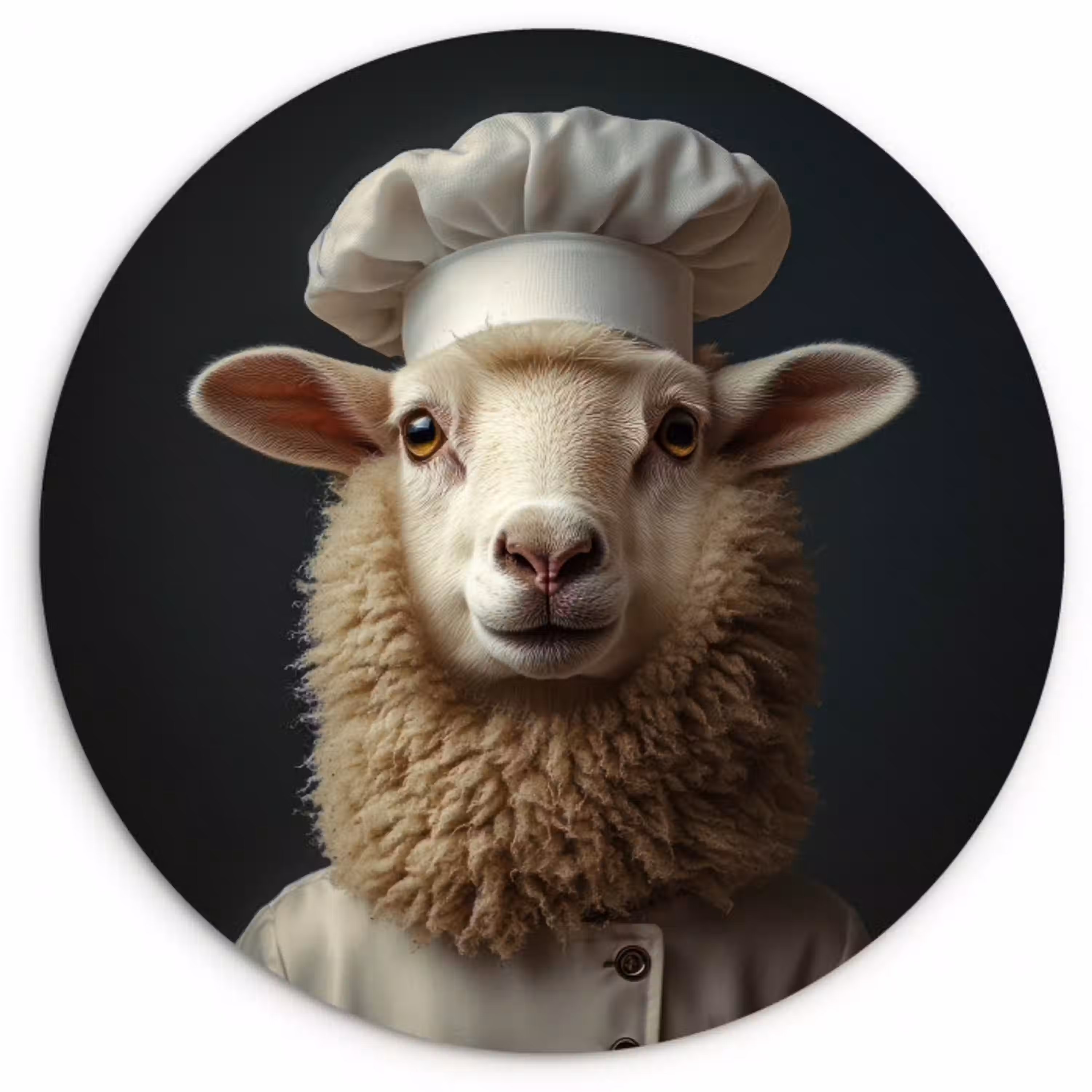 Schaap - Wol - Kok Wandcirkel plexiglas klein -3d
