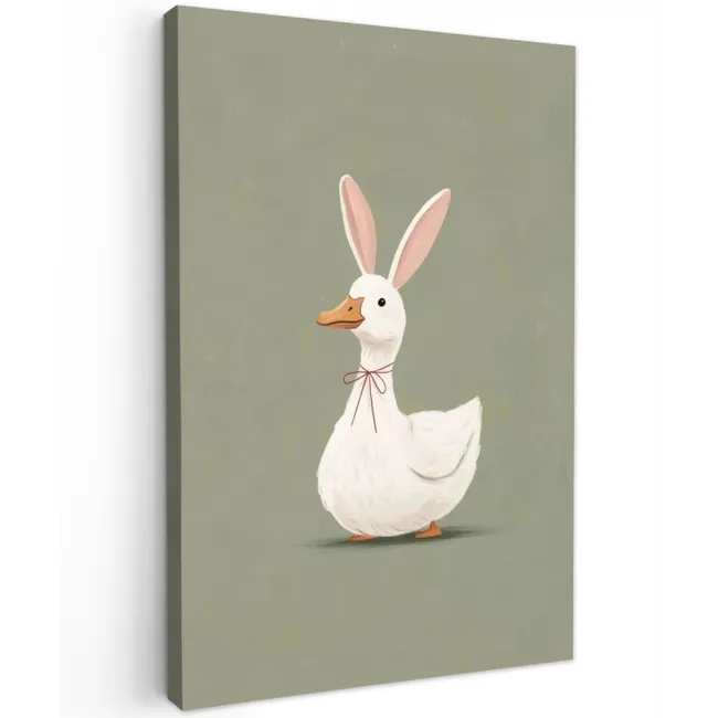 Eend - Konijnoren - Grijs Tuinposter op houten frame 2 cm dik klein -3d