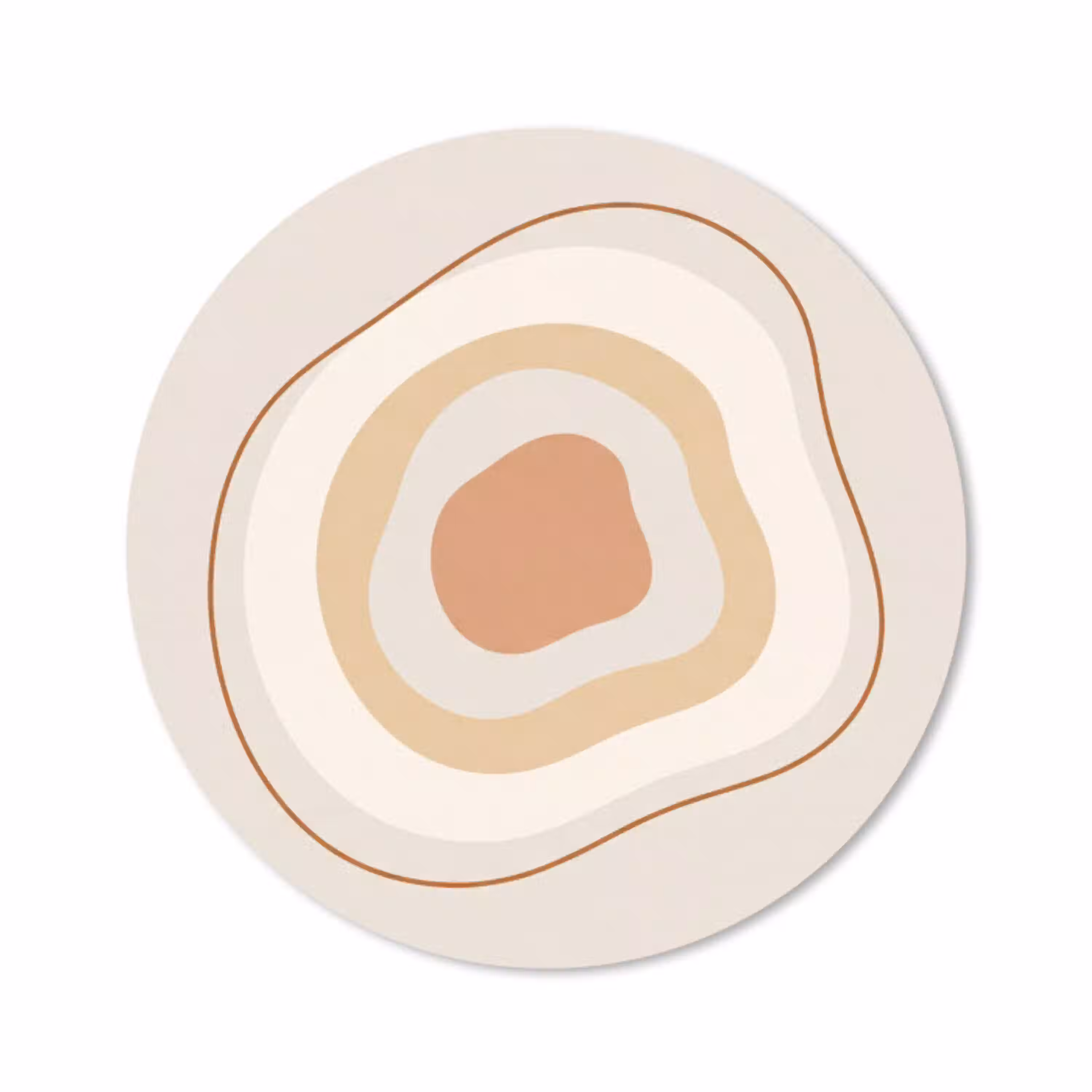Abstract - Organisch - Modern - Beige - Kunst Muismat rond klein -3d