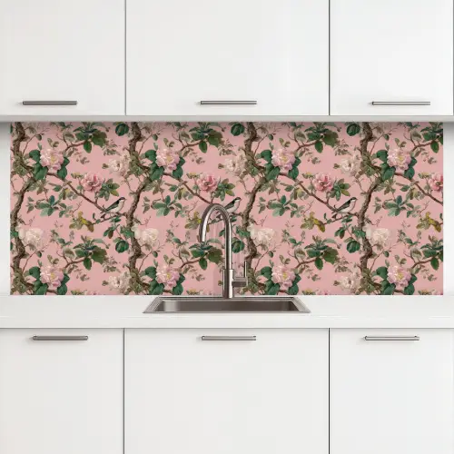 Pioenrozen - Botanisch - Vogel keuken achterwand 2 middel 871 -3d