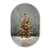 Kerstboom - Cadeaus - Rood - Goud Wandcirkel Ovaal Forex klein -3d