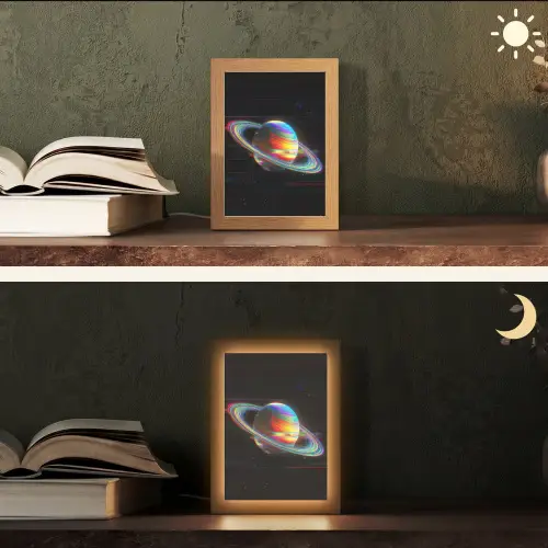 Planeet - Cirkel - Kleurrijk Light Box met kabel (Tafellamp) klein -sfeer3